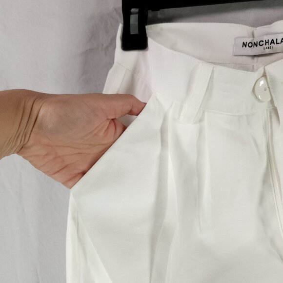 Revolve Nonchalant Label Fabi Pleated-Front Wide Leg Pants Size XS In White - Picture 11 of 14